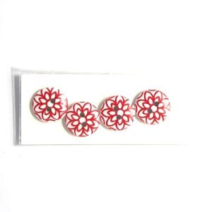 white with red lotus flower button