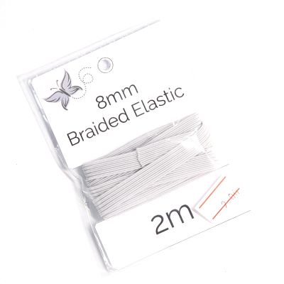Elastic Braid . White . 8mm x 2m
